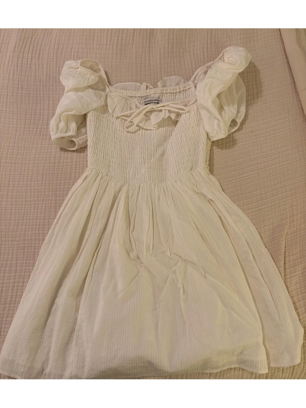 Abercrombie & Fitch Cream Puff Sleeve Smocked Sundress - Picture 1 of 4